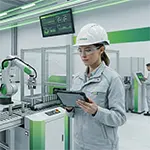 AJ Power engineer inspecting battery quality control