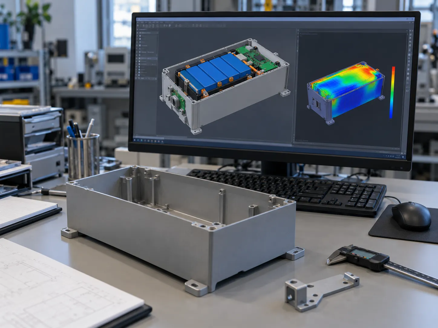 Concept of battery enclosure DFM and thermal design review
