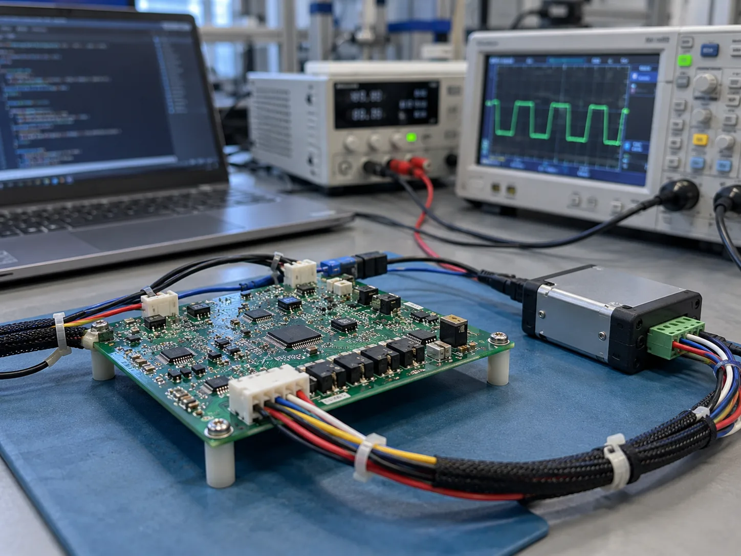 Concept of BMS firmware and communication development with bench instruments
