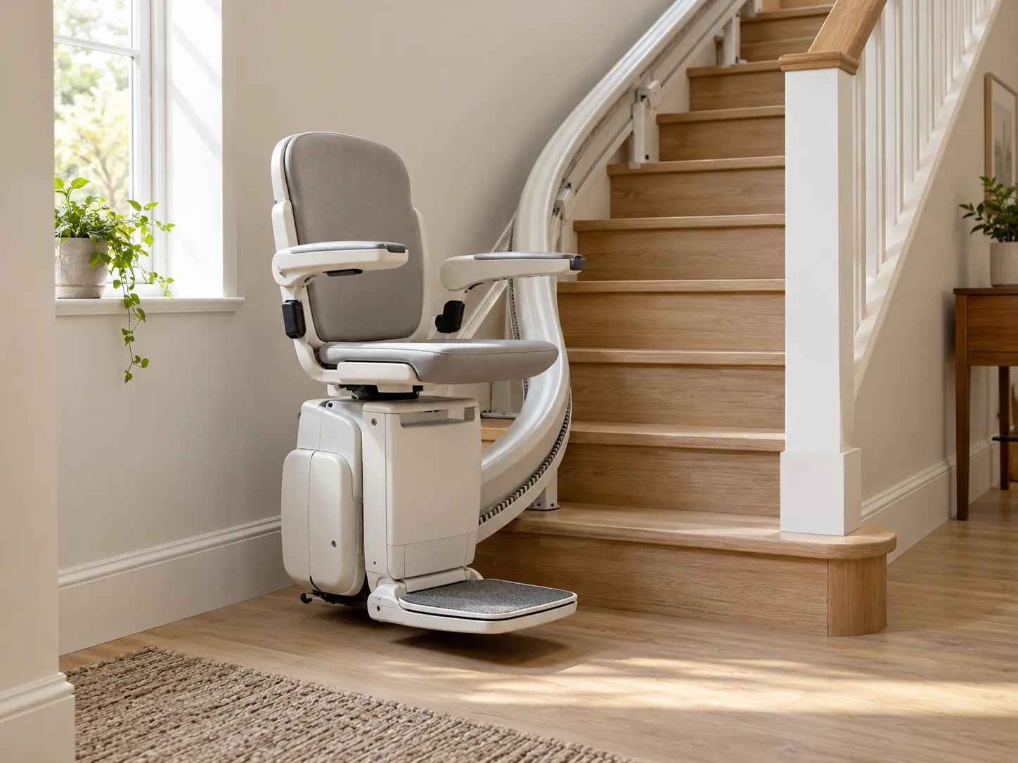 Stairlift application illustrating battery-powered assisted mobility