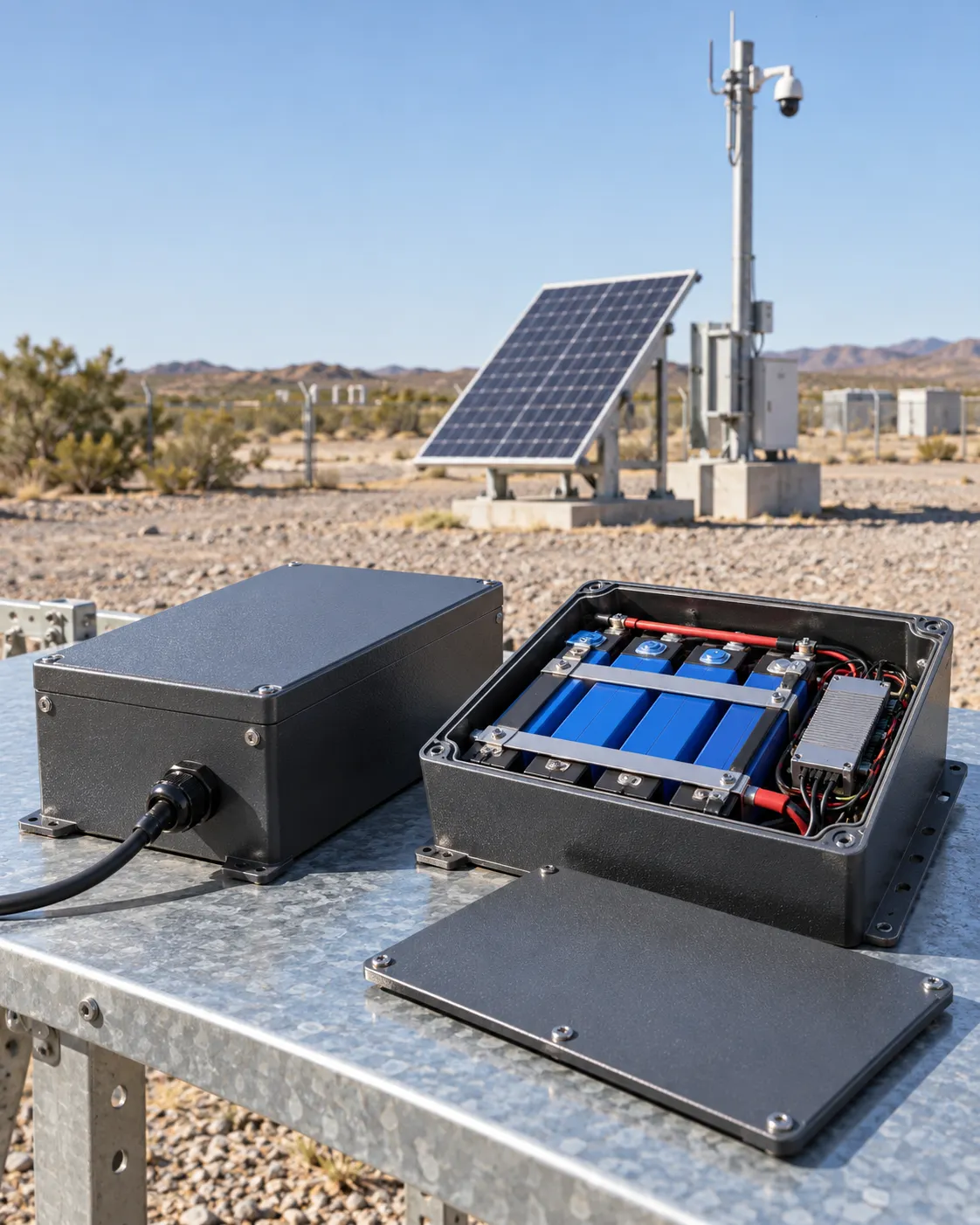 Industrial LiFePO4 solar battery concepts with prismatic cells and compact enclosures