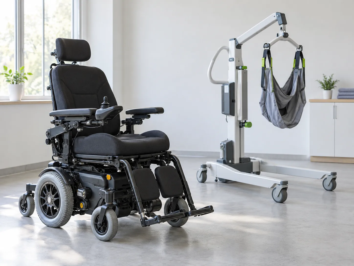 Powered wheelchair and patient transfer lift application concepts